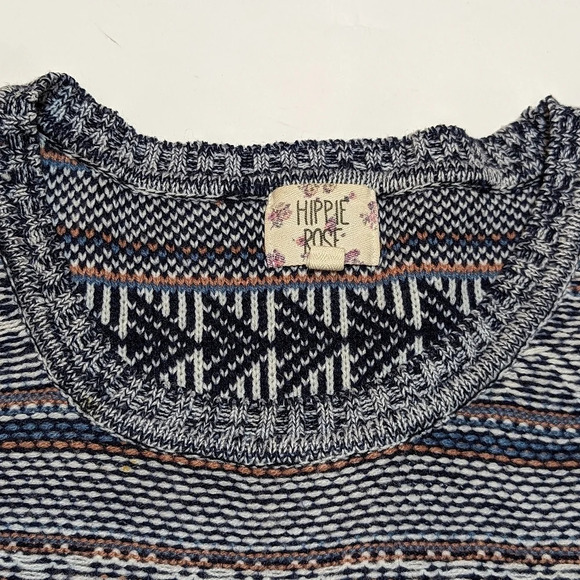 Hippie Rose Blue Brown Aztec Woven Knit  Sweater Woman's XL - Picture 7 of 10